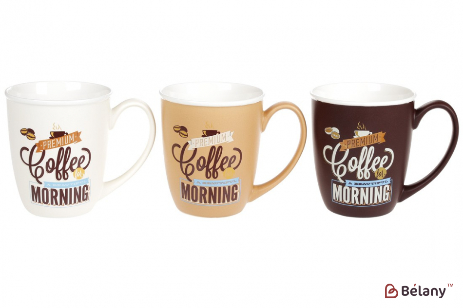Набір порцелянових кухлів з принтом 340 мл "Morning Coffee"