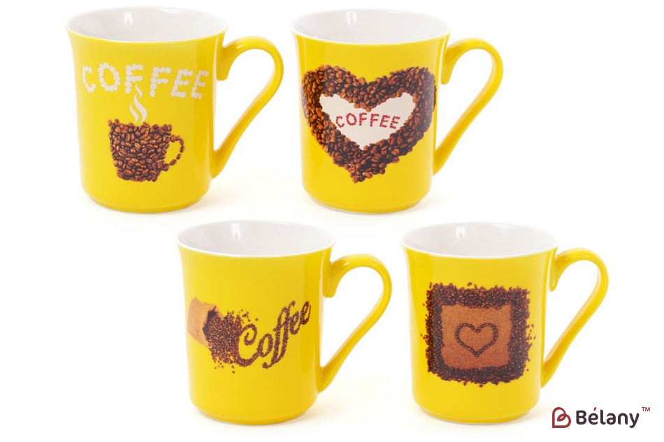 Набір порцелянових кухлів, з принтом 270 мл "Coffee Aroma"