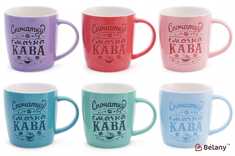 Набір порцелянових кухлів, з написом, 380 мл "Coffee Like"