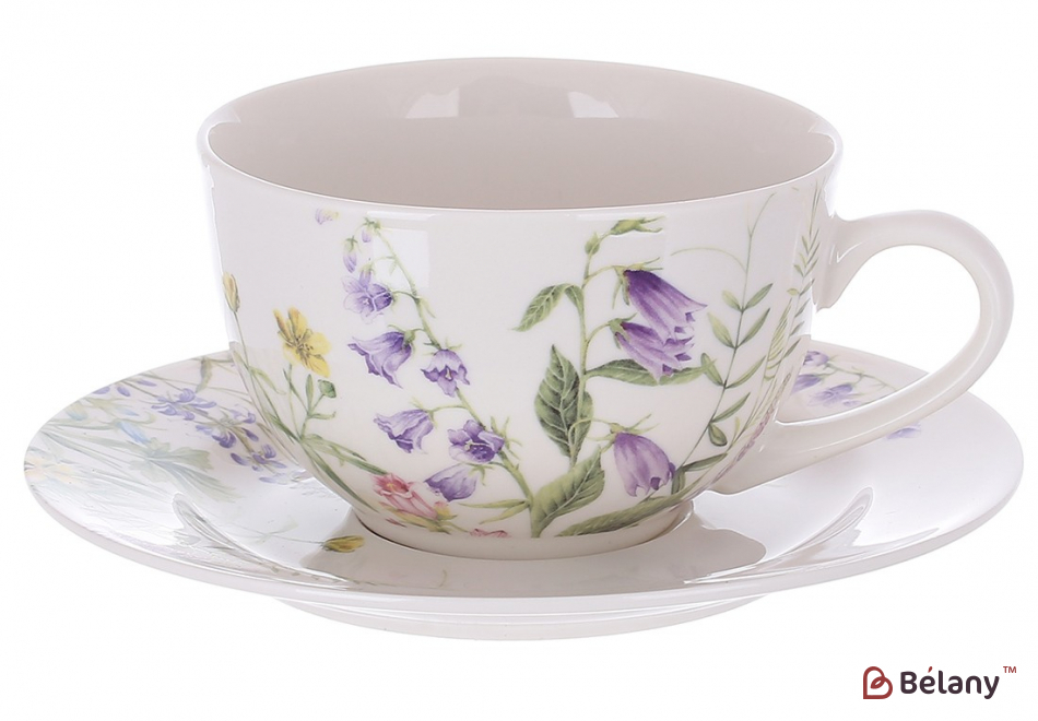 Фарфоровая чайная пара (чашка, блюдце) " Bell Flower"