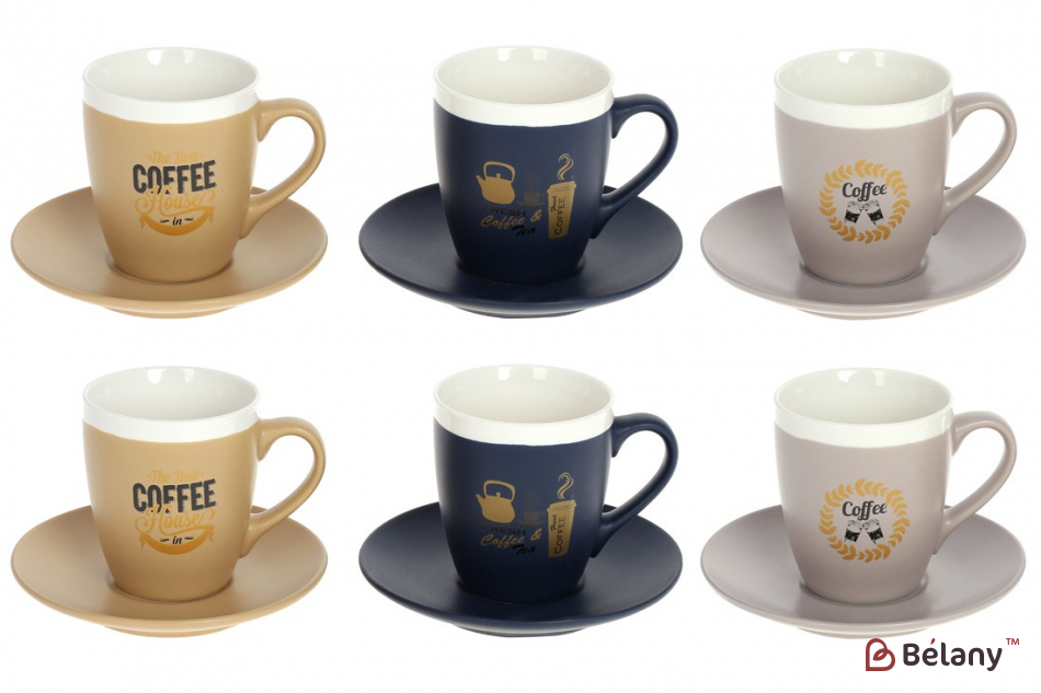 Фарфоровый кофейный набор 240 мл( 6 чашек с блюдцами) "Coffee house"