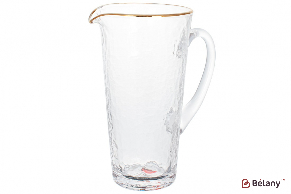 Скляний глечик 1,5 л "Merida", прозорий із золотим кантом.
