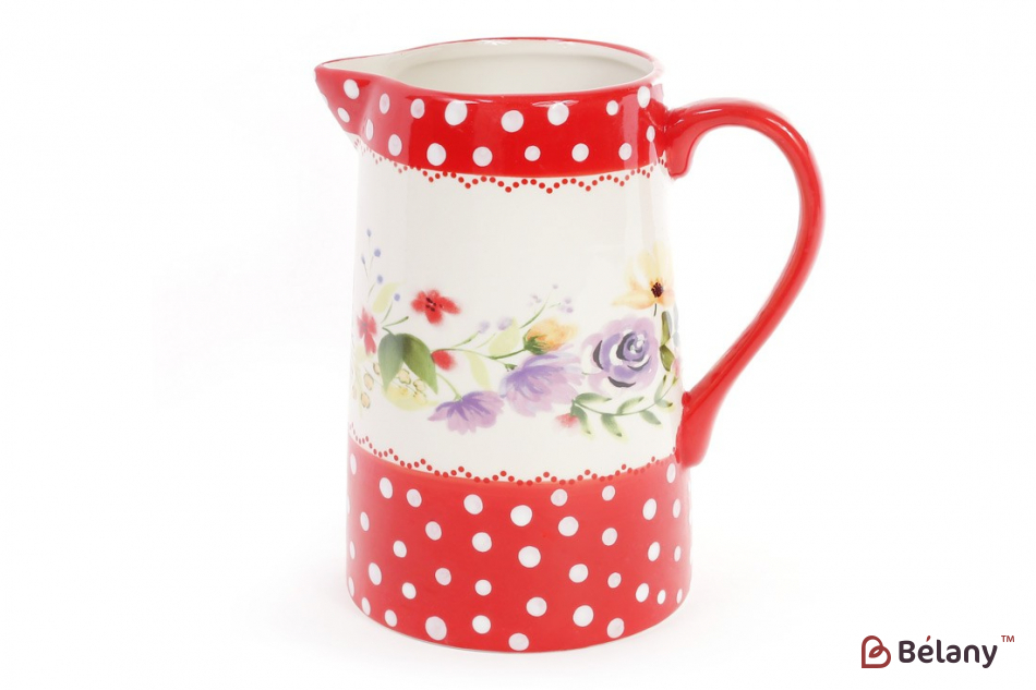 Керамічний глечик 1,3 л "Blaumeise", білий з червоним