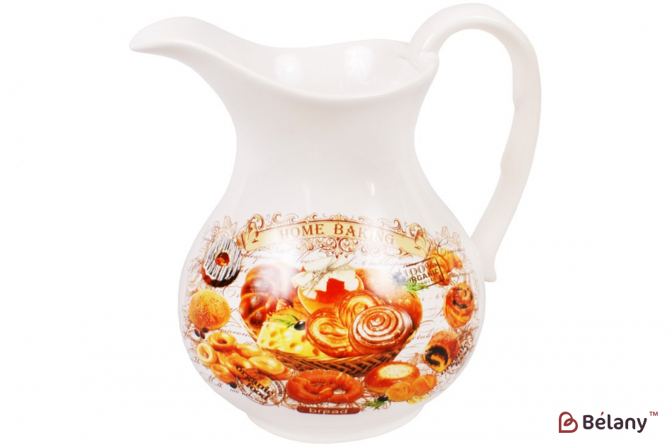 Керамічний глечик 1,2 л "Sweet bun", білий з принтом