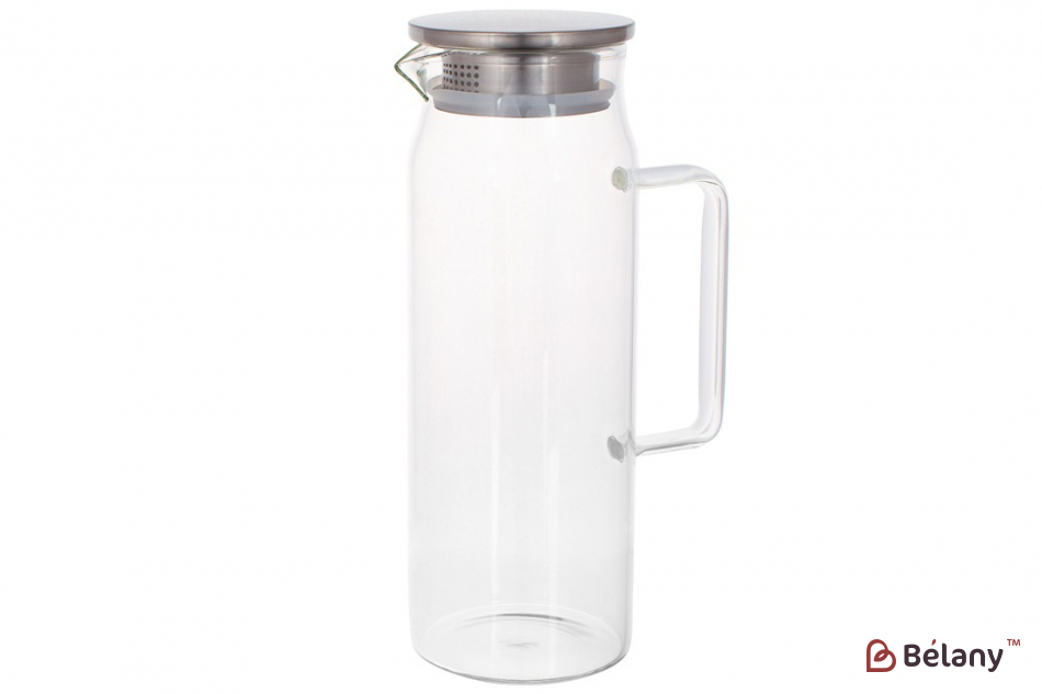 Скляний глечик 1,5 л "Willow", прозорий з кришкою