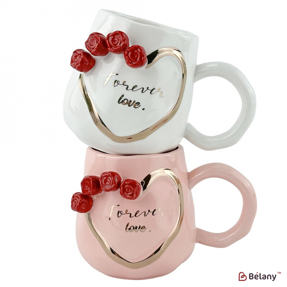 Керамічні чашки "Gold love" набір із 2шт. | 2