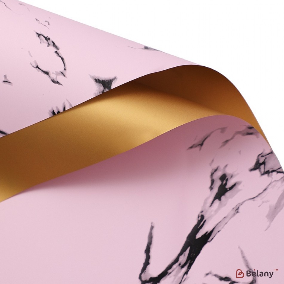 Двухсторонняя калька "marble gold" pink
