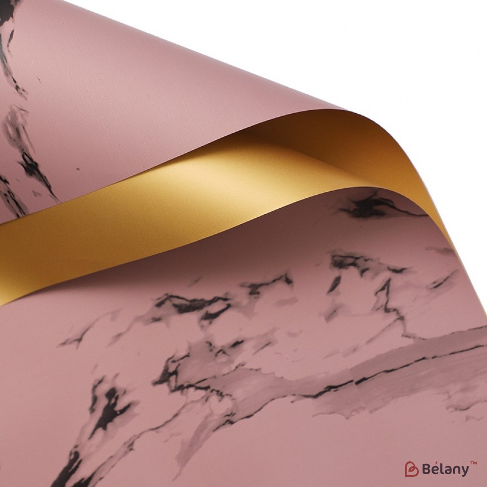 Двухсторонняя калька "marble gold" пюсовая