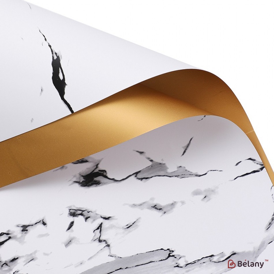 Двухсторонняя калька "marble gold" белая