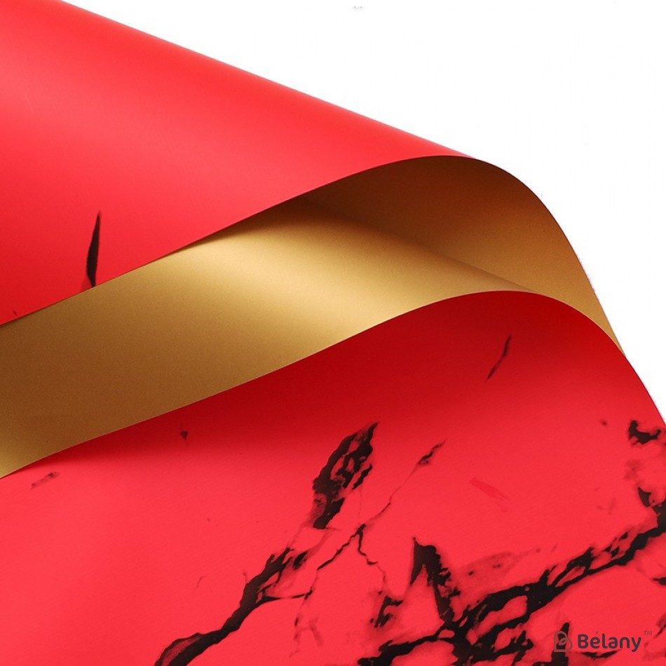 Двухсторонняя калька "marble gold" красная