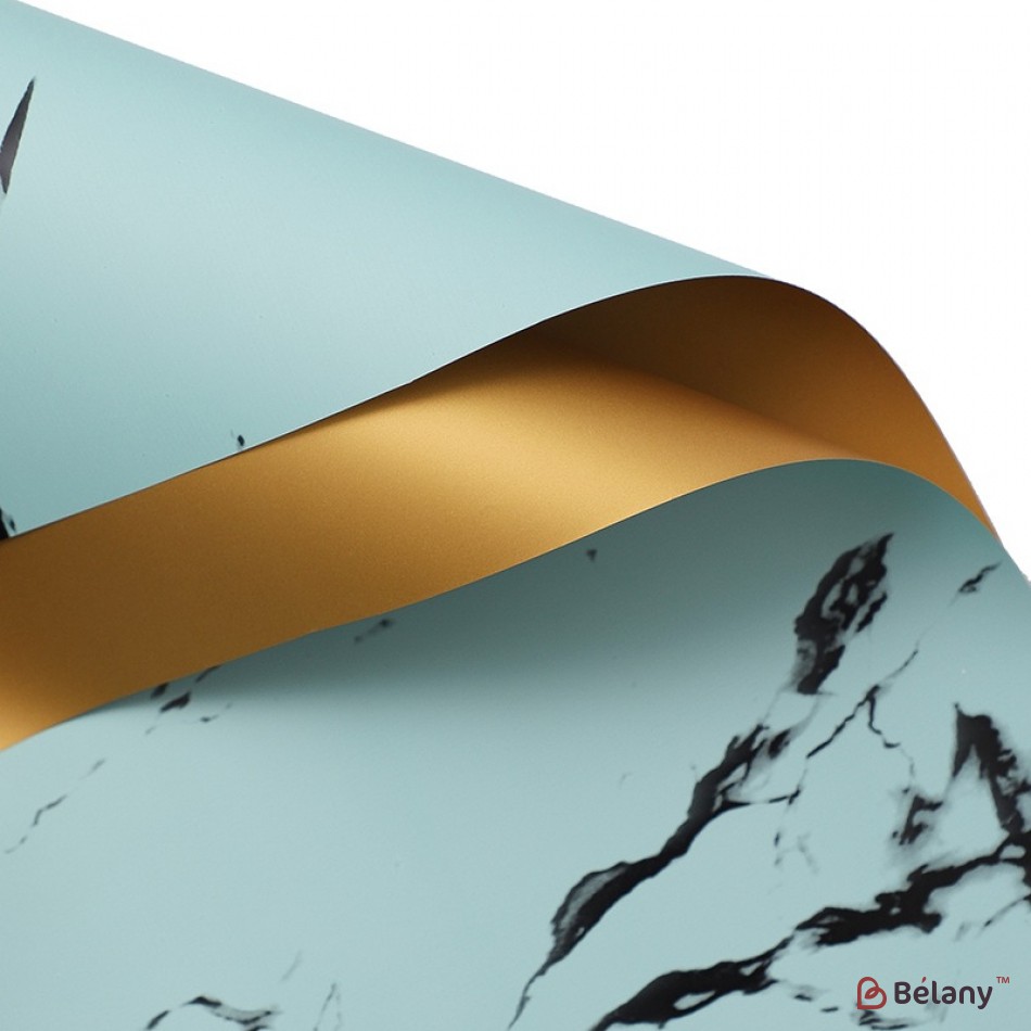 Двухсторонняя калька "marble gold" бирюзовый