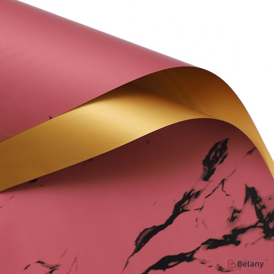 Двухсторонняя калька "marble gold" пурпурно-розовый