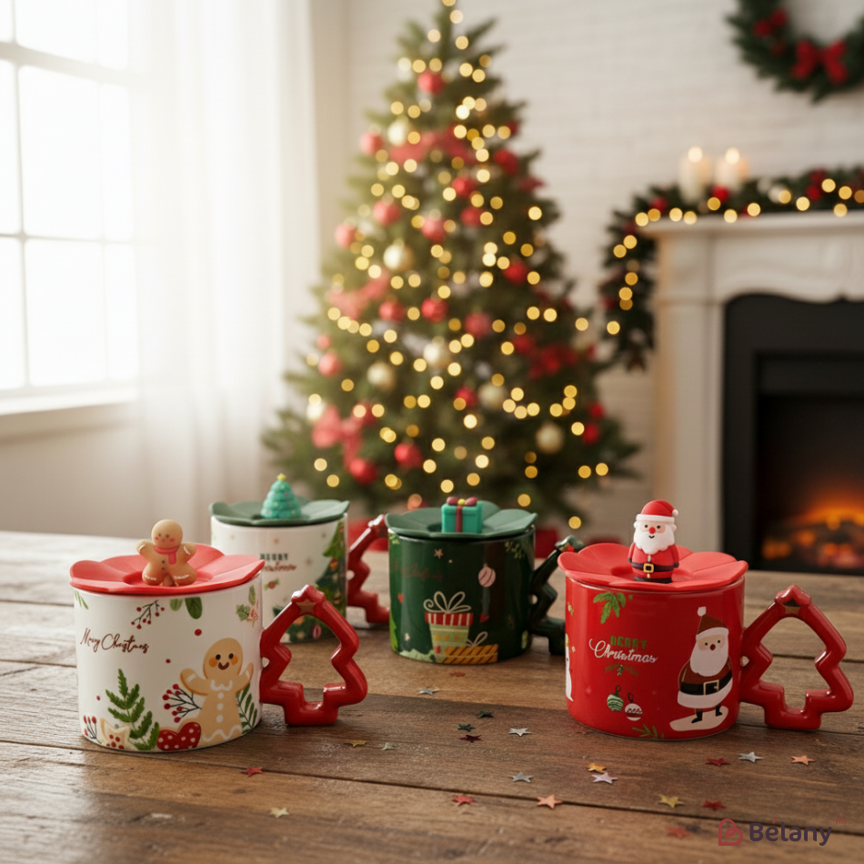 Набір з 4 кухлів "Ялинки #1" 450мл | 2