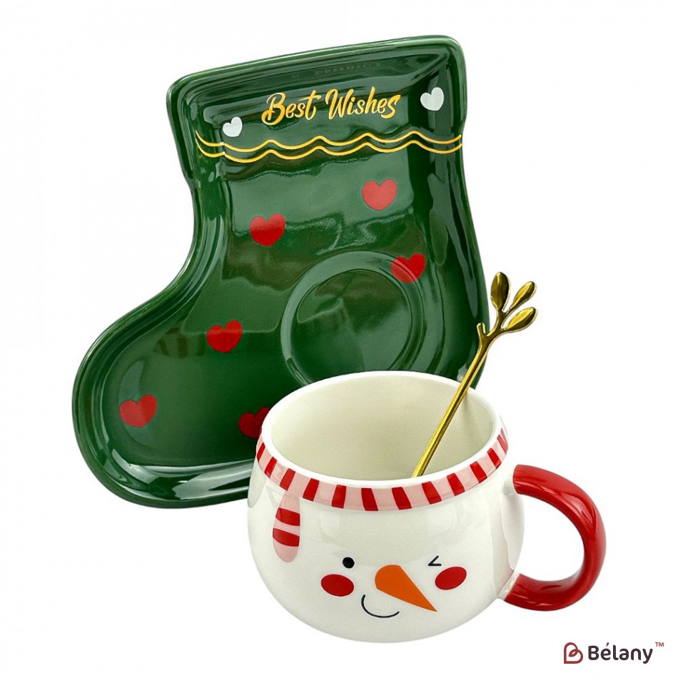 Набір з 2 кухлів з блюдцем і ложкою "Чобіток" 230мл | 3