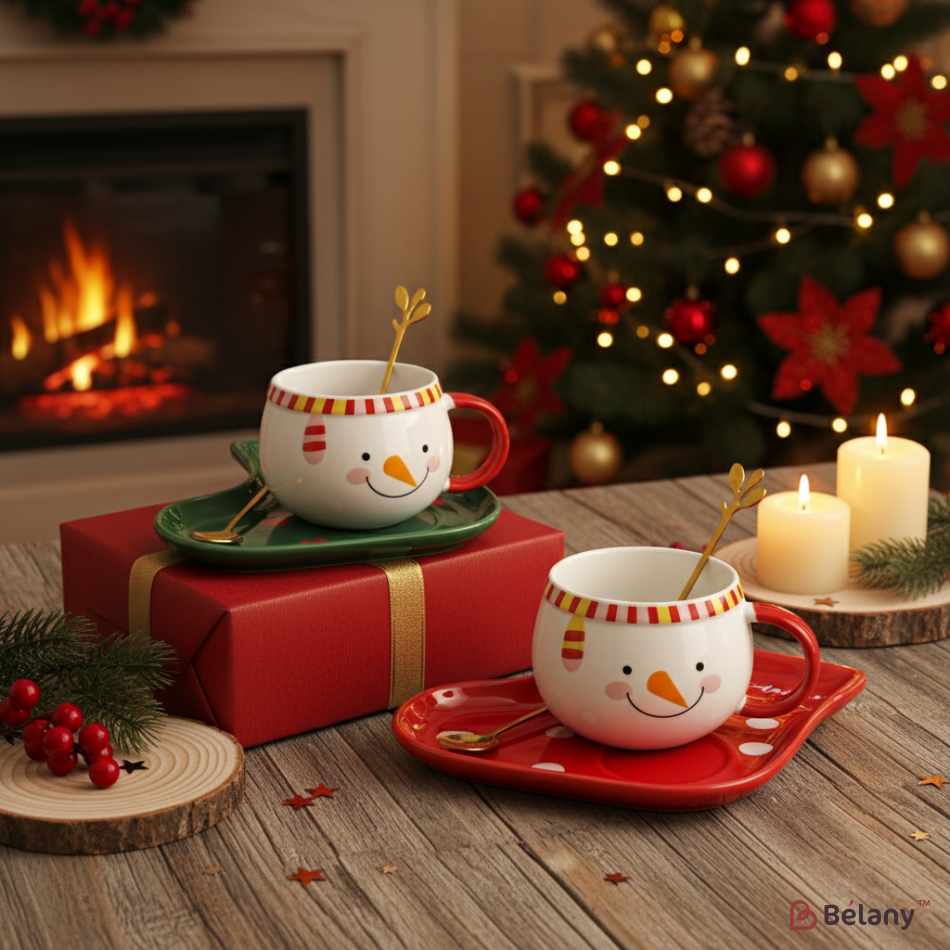 Набір з 2 кухлів з блюдцем і ложкою "Чобіток" 230мл | 2