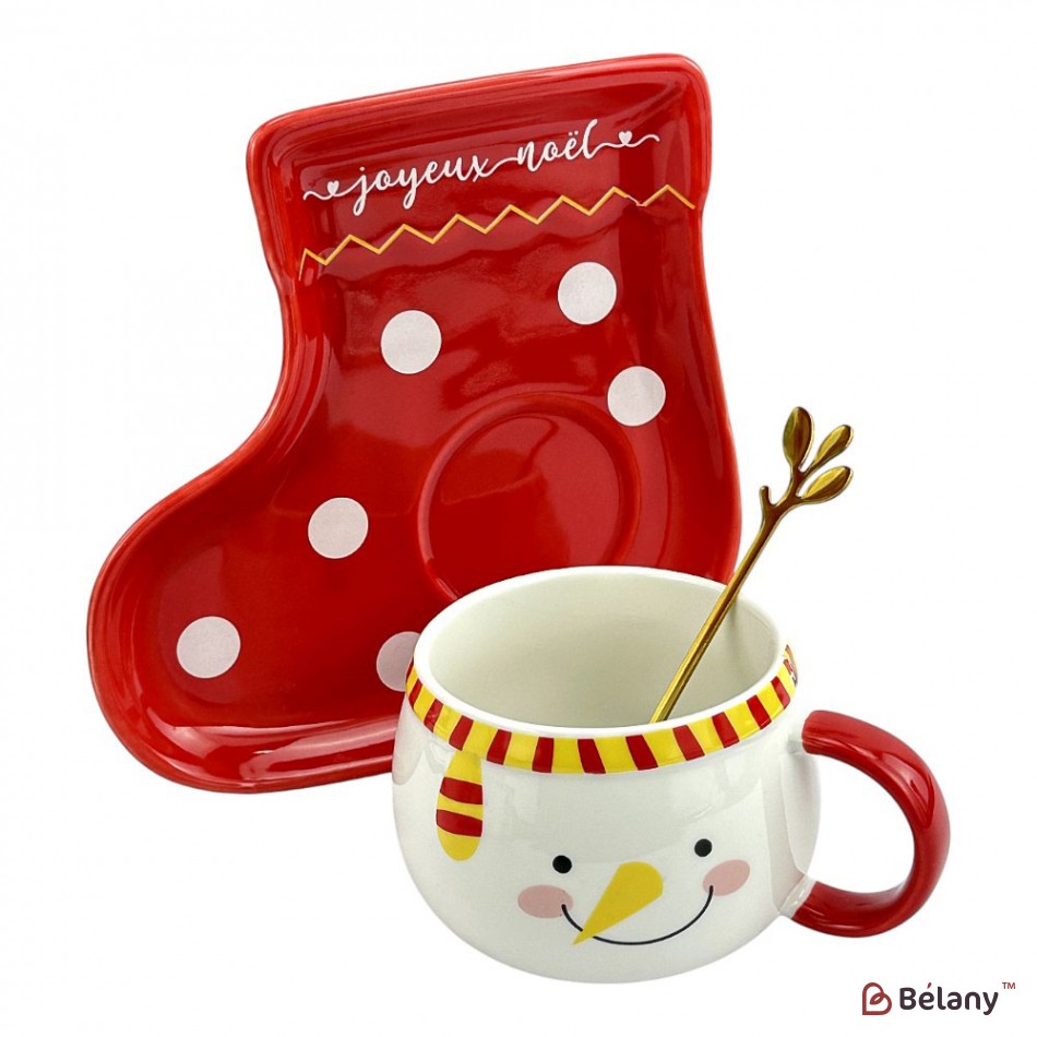 Набір з 2 кухлів з блюдцем і ложкою "Чобіток" 230мл | 4