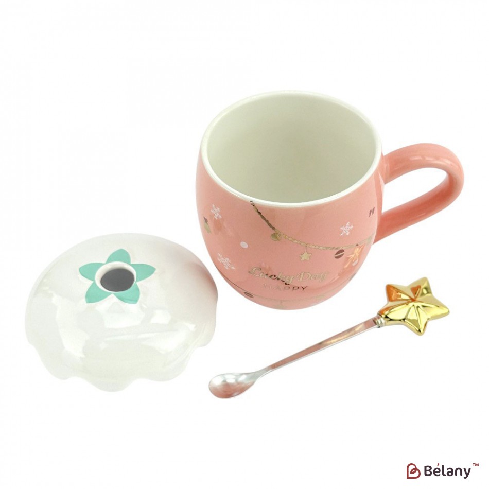 Набір з 3 кухлів кришкою та ложкою "Snow" 420мл | 6