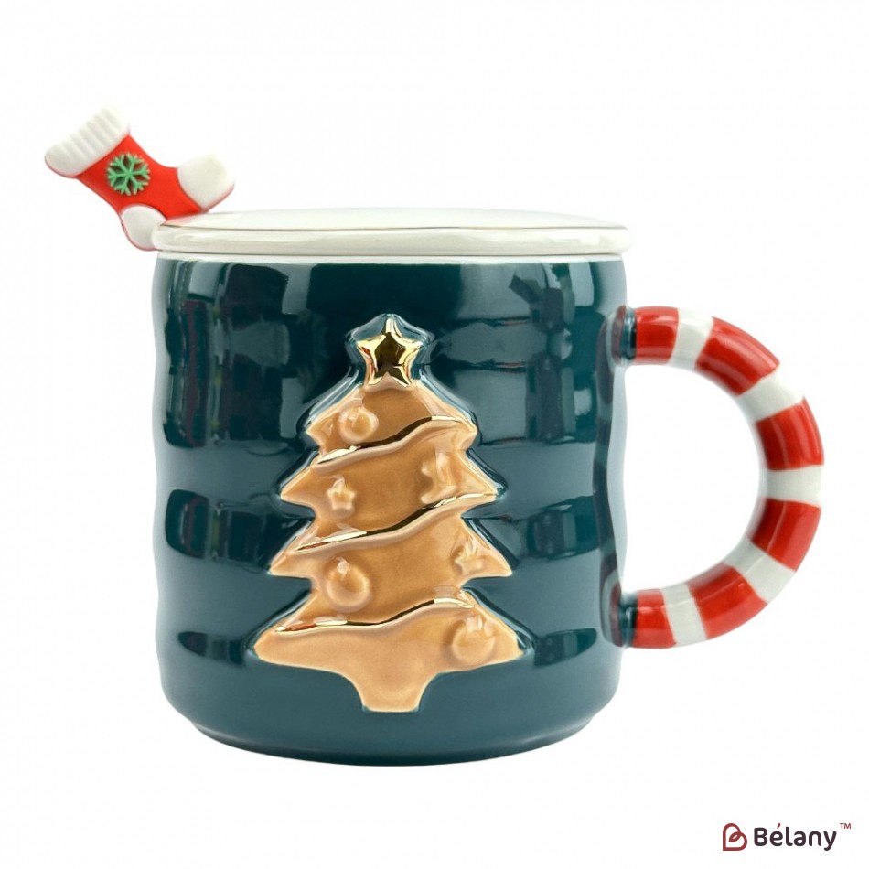 Новорічна чашка у подарунковій упаковці, 420мл, зелена | 3