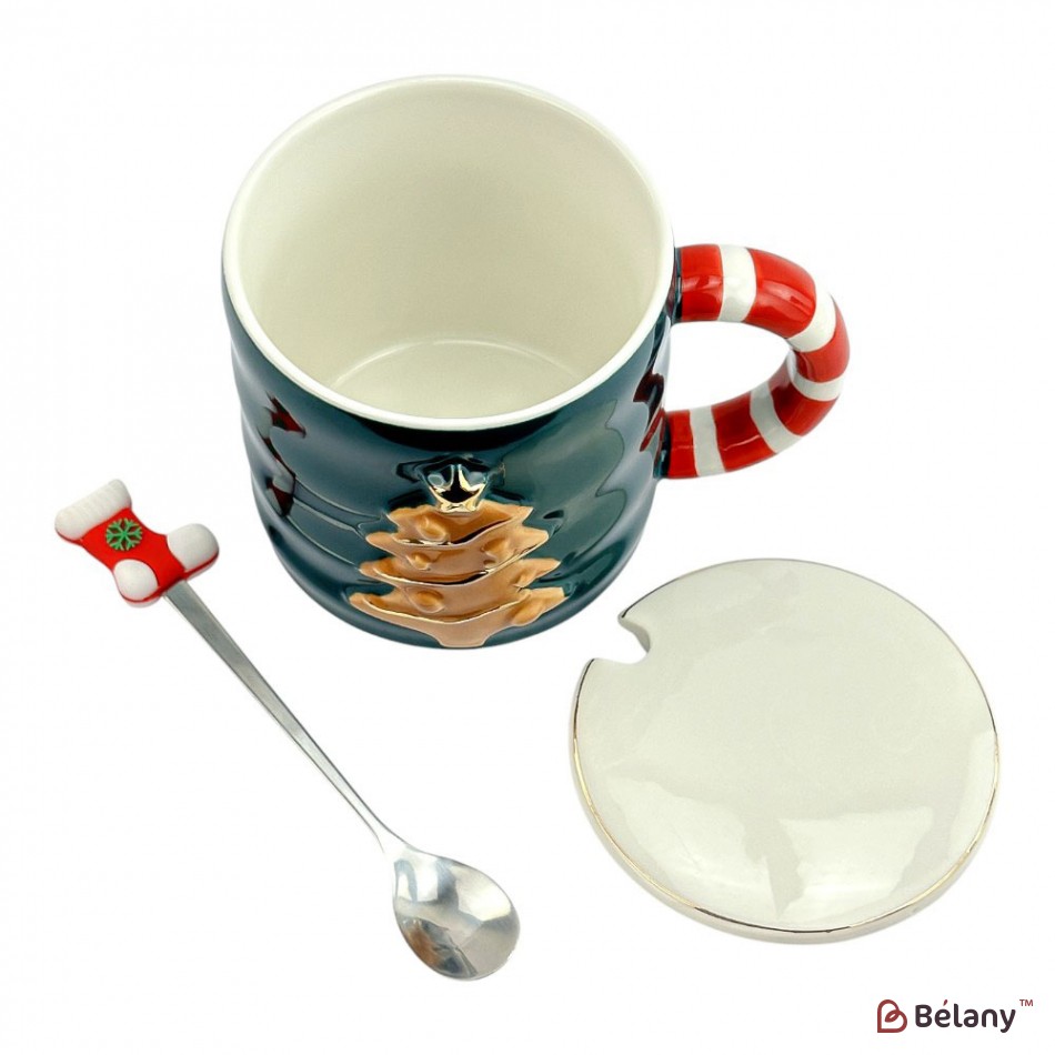 Новорічна чашка у подарунковій упаковці, 420мл, зелена | 4