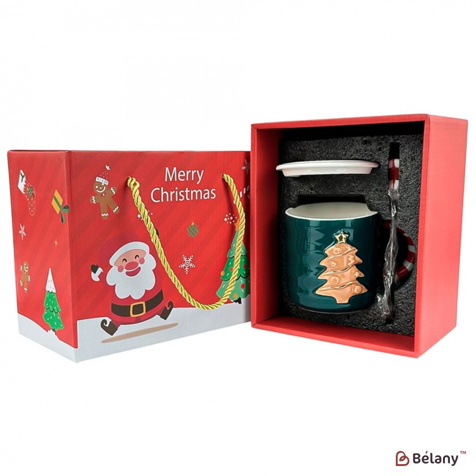 Новорічна чашка у подарунковій упаковці, 420мл, зелена | 5