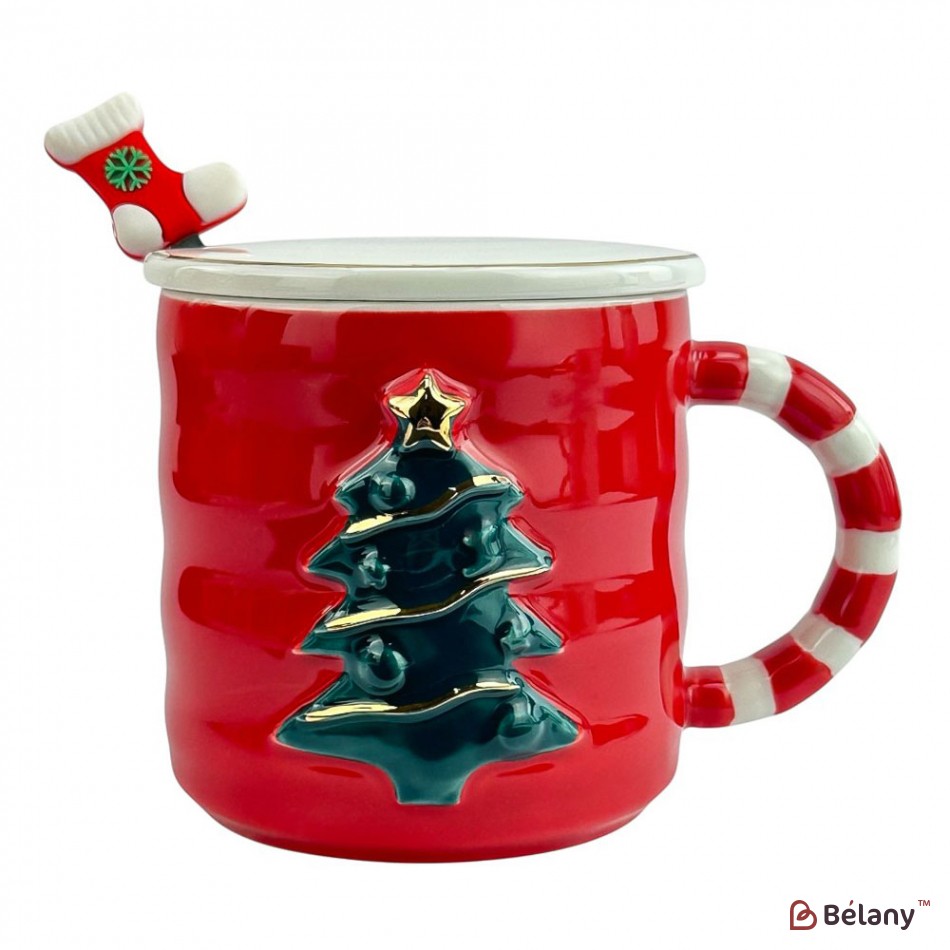 Новорічна чашка в подарунковій упаковці, 420мл, червона | 3