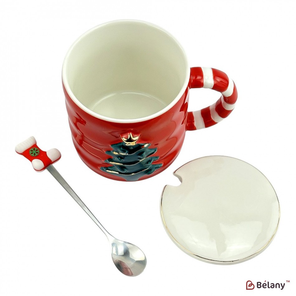 Новорічна чашка в подарунковій упаковці, 420мл, червона | 4