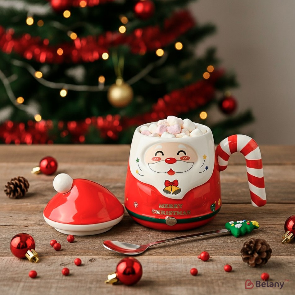 Новорічна чашка в подарунковій упаковці, 400мл, червона | 2