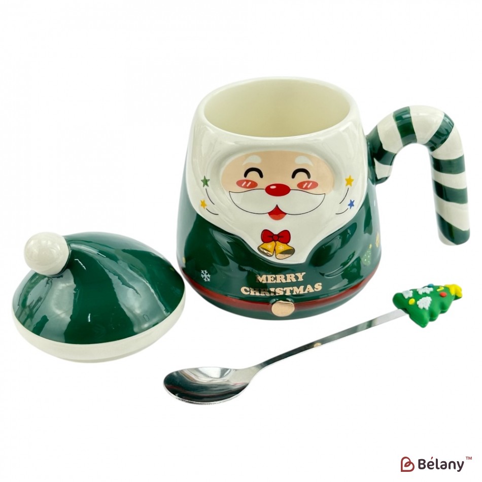 Новорічна чашка у подарунковій упаковці, 400мл, зелена | 4