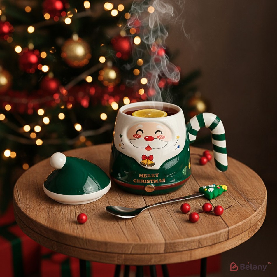 Новорічна чашка у подарунковій упаковці, 400мл, зелена | 2