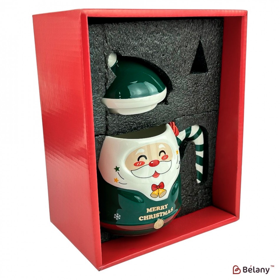 Новорічна чашка у подарунковій упаковці, 400мл, зелена | 5