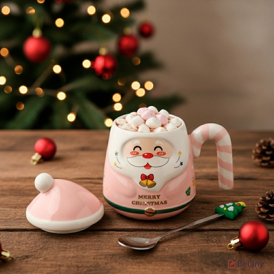 Новорічна чашка у подарунковій упаковці, 400мл, рожева | 2