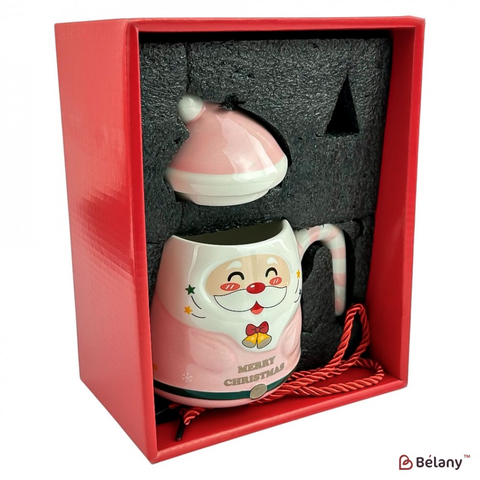 Новорічна чашка у подарунковій упаковці, 400мл, рожева | 5