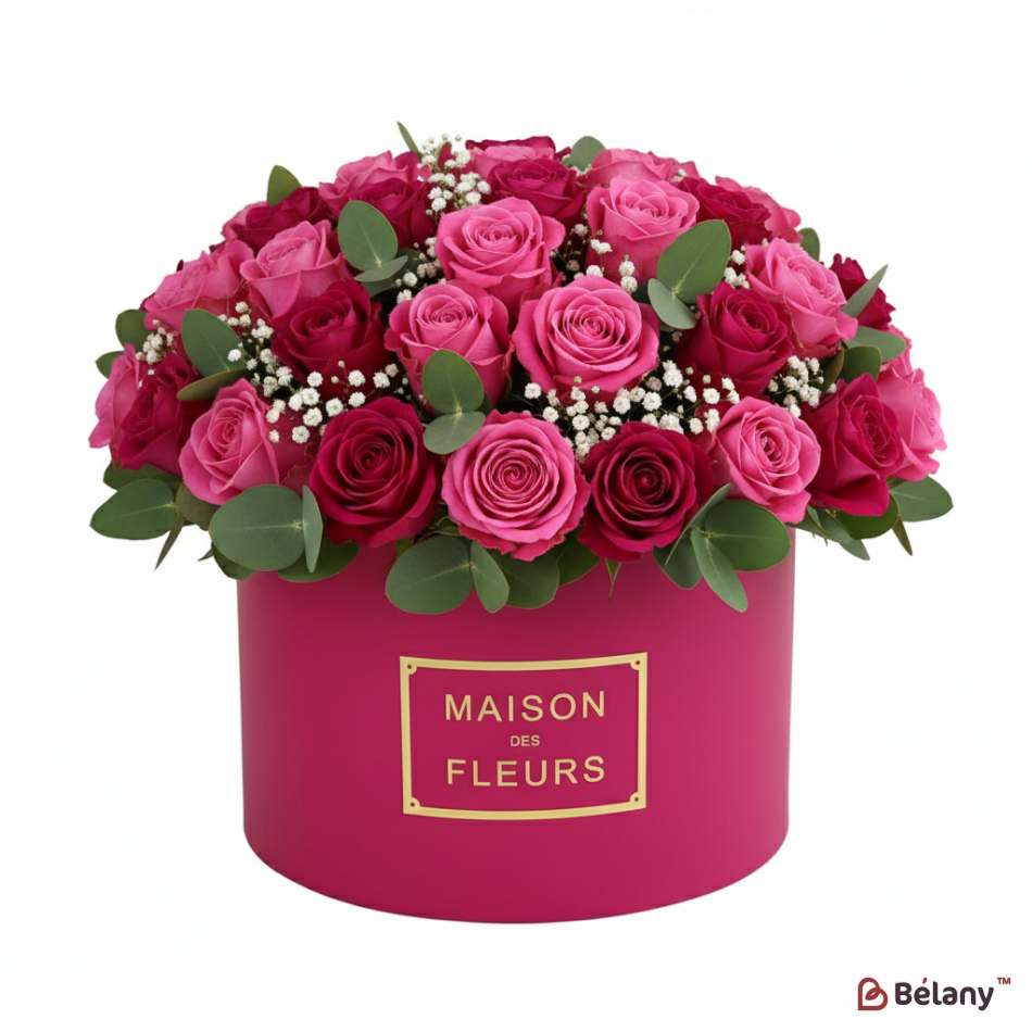 Круглая коробка "Maison Fleurs" малиновая