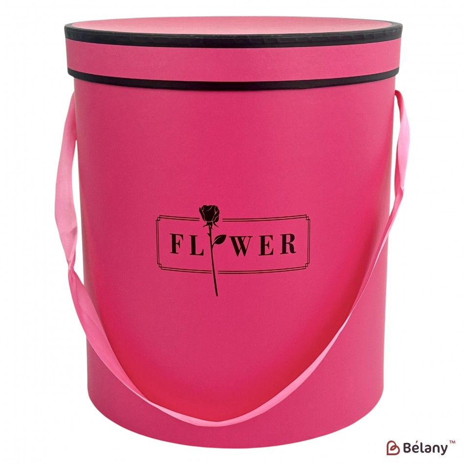 Круглая коробка "Love flower" малиновая | 2