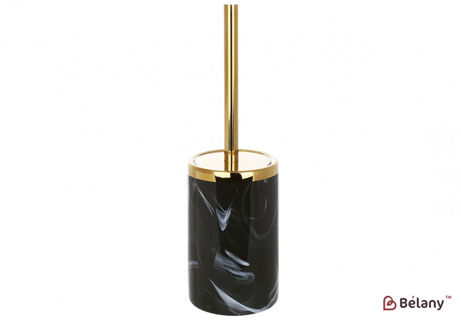 Йоршик для унітазу з підставкою, дизайн - чорний мармур із золотом