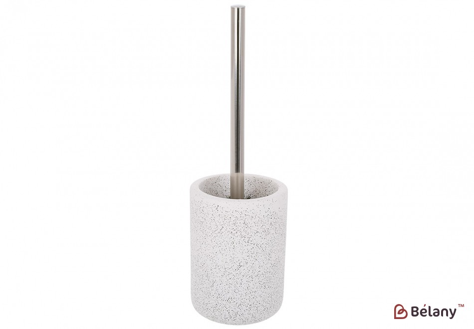 Ершик для унитаза с подставкой, дизайн – белый гранит.