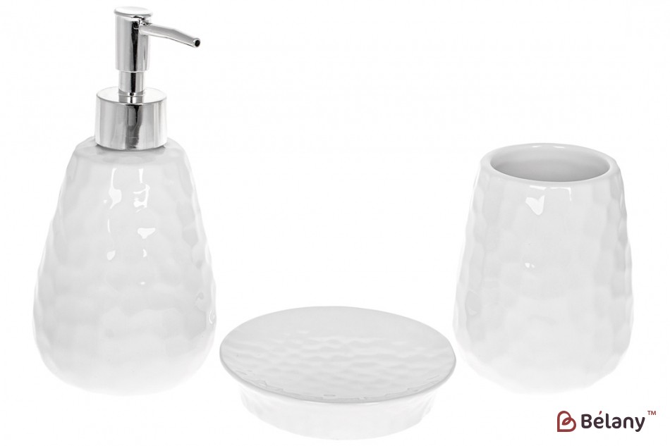 Набір для ванної (3 предмети): дозатор 360мл, склянка для зубних щіток 300мл, мильниця, колір - білий
