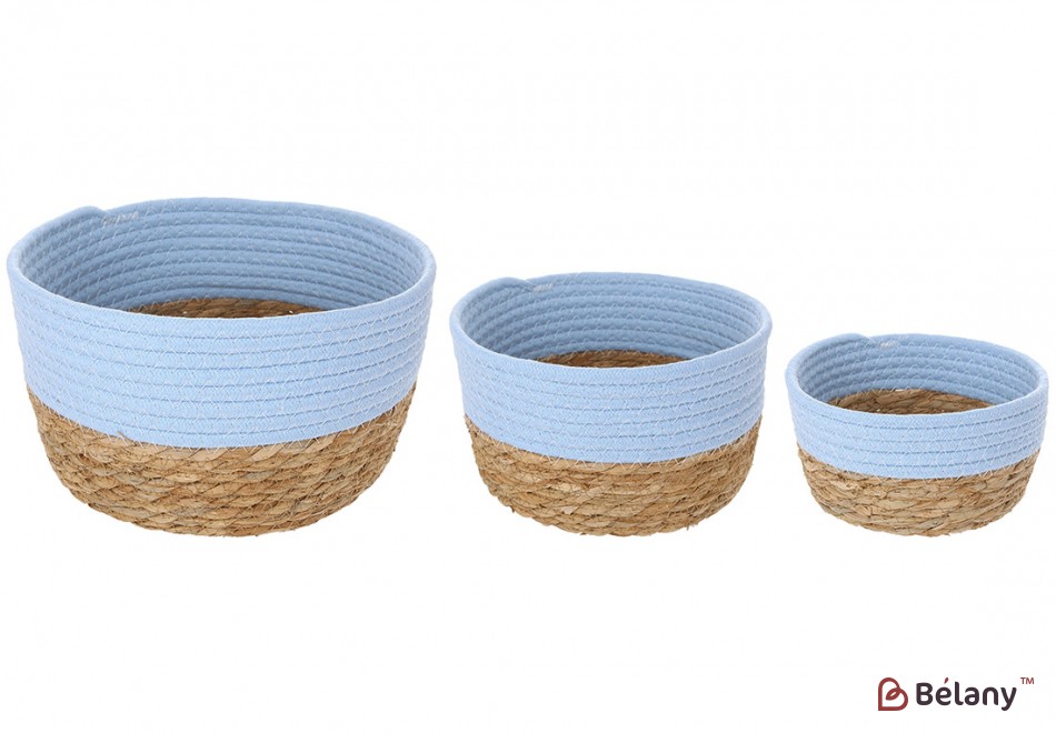 Набор плетеных корзинок (3шт) для хранения, размер: 19*10см, 22.5*12см, 22.5*13.5см