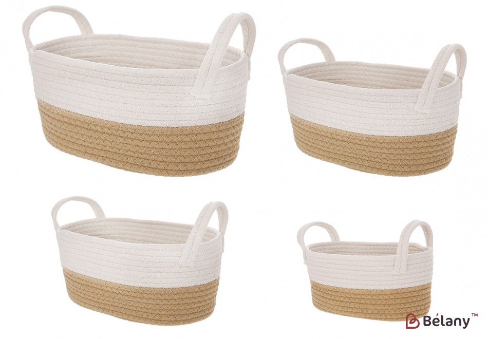 Набор плетеных корзин с ручками (4шт) для хранения, размер: 30*18*12см, 34*18*13см, 39*20*16см, 41*23*18см
