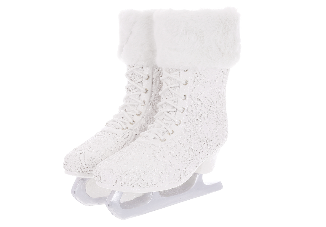 Декоративна ваза-кашпо з мереживним орнаментом та штучним хутром Ковзани 23*17*26см