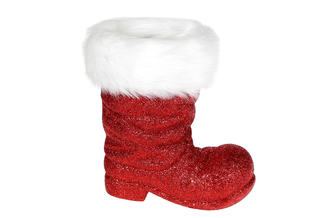 Декоративне кашпо Чобіток 18см, колір - червоний гліттер