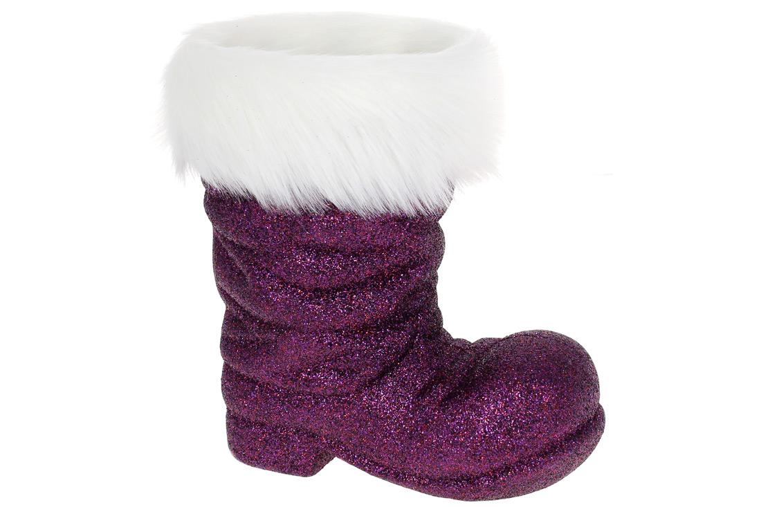 Декоративне кашпо Чобіток 17.5см, колір - темно-фіолетовий гліттер