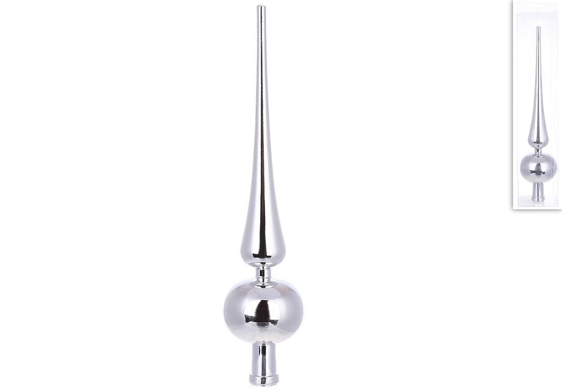 Верхівка на ялинку 30см, колір - срібло глянець