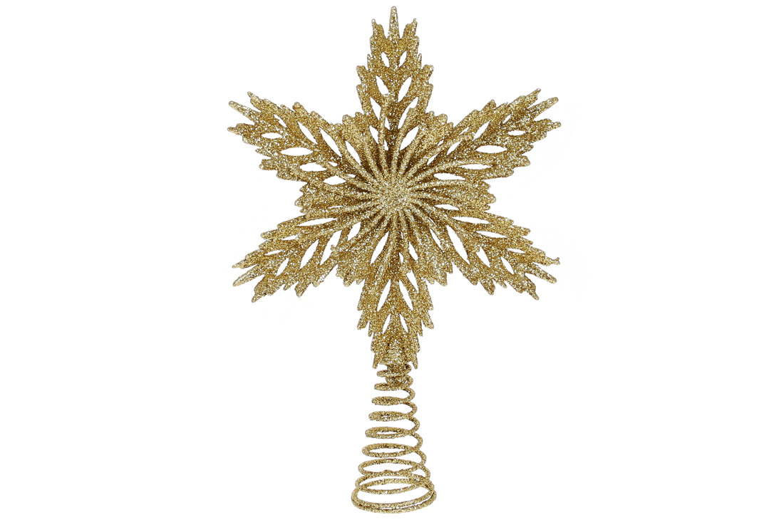 Верхівка на ялинку Сніжинка 25см, колір - золото
