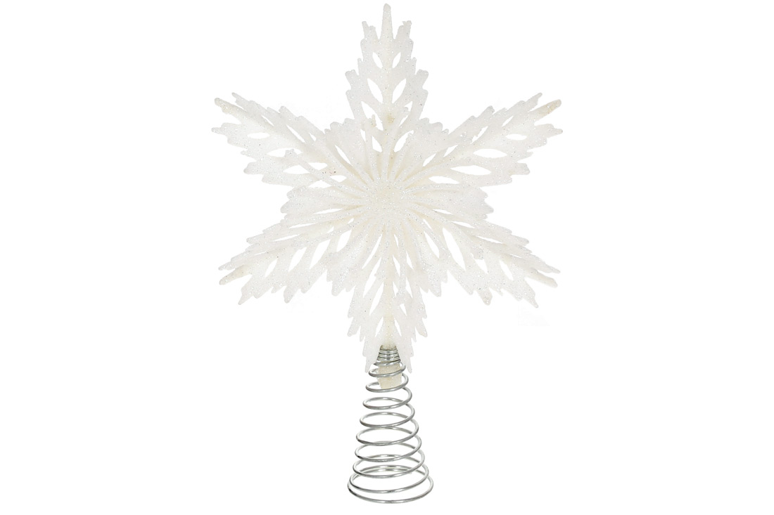 Верхівка на ялинку Сніжинка 25см, колір - білий