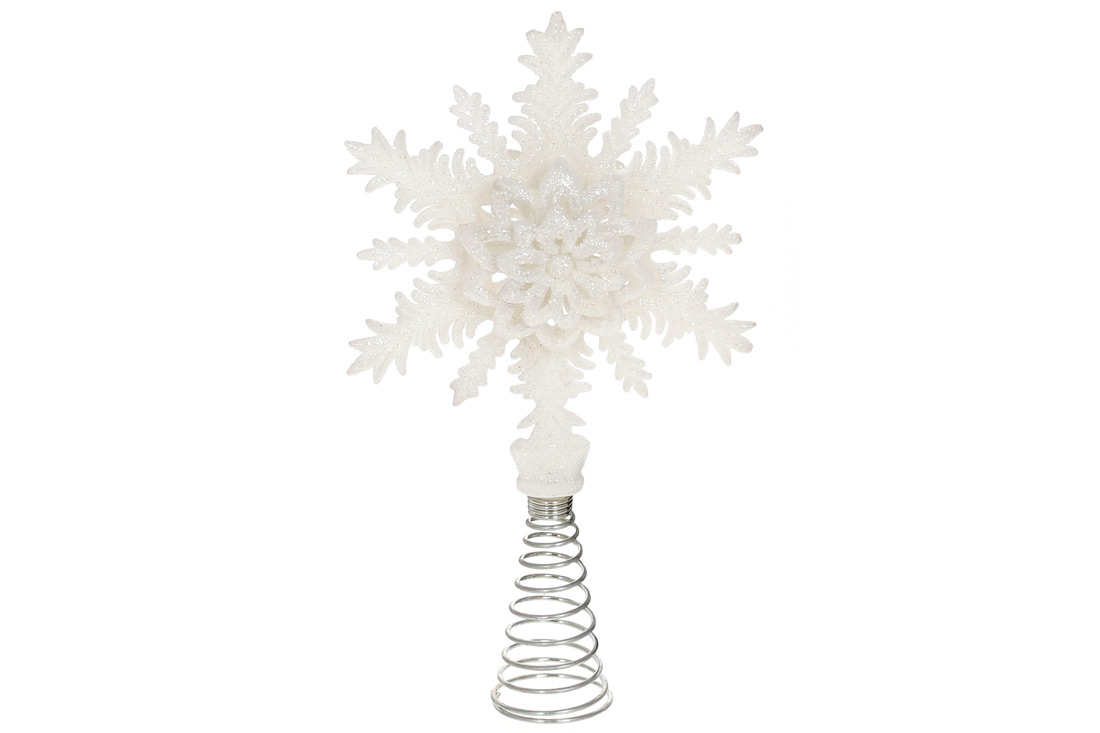 Верхівка на ялинку Сніжинка 25см, колір - білий