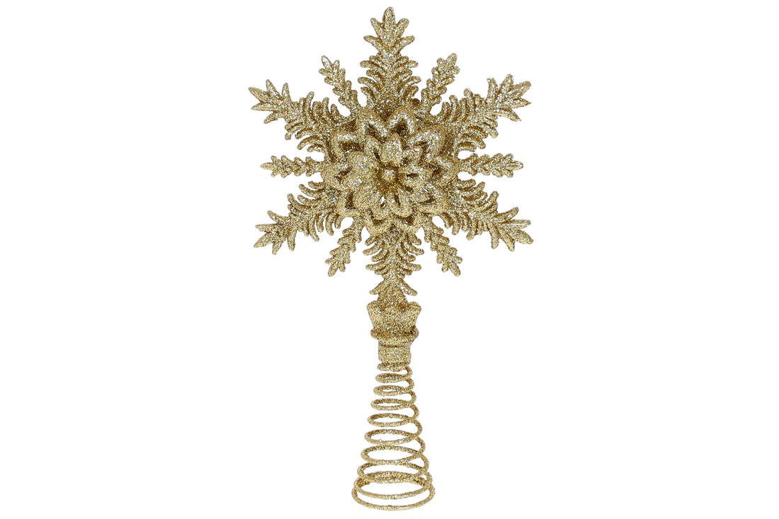 Верхівка на ялинку Сніжинка 25см, колір - золото