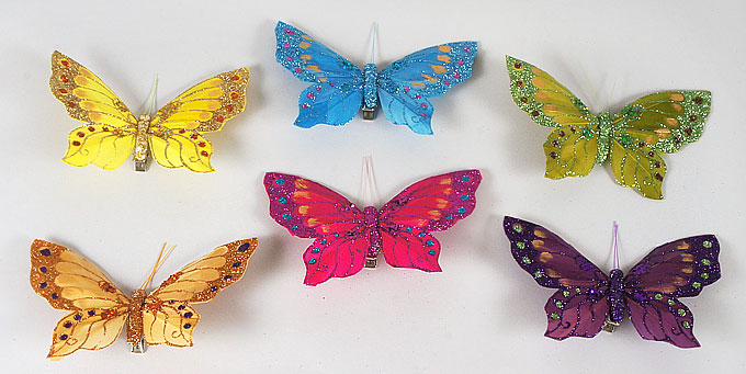 Набір (3шт) декоративних метеликів 11см з кліпсою, 6 дизайнів
