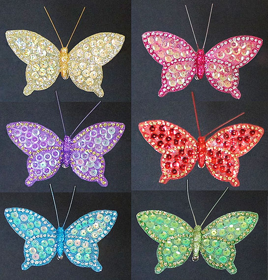 Набір (3шт) декоративних метеликів 10см з кліпсою, 6 дизайнів