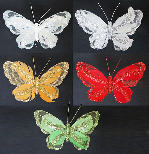 Набір (3шт) декоративних метеликів 15см з кліпсою, 5 дизайнів